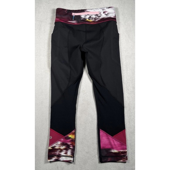 Lululemon Pace Rival Crop Leggings Womens 4 Wind Berry Rumble Zip Pocket 22" EUC - Picture 3 of 8